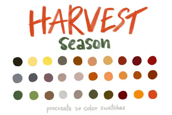 Harvest Season Procreate Color Palettes