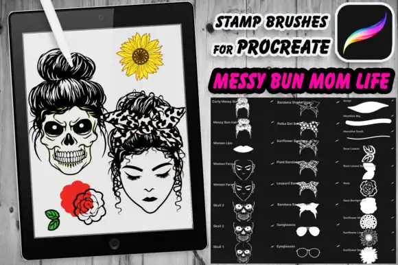 Messy Bun Momlife Brushes for Procreate
