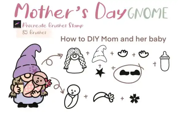 MOTHER’ S DAY GNOME Procreate Brushes St 20 mother s day gnome procreate brushes st graphics 9384212 2 580x387 57461