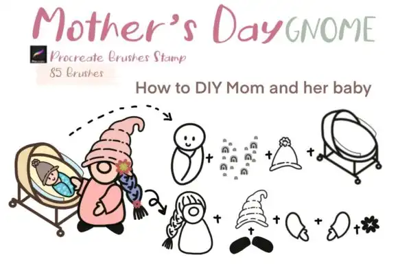 MOTHER’ S DAY GNOME Procreate Brushes St 18 mother s day gnome procreate brushes st graphics 9384212 3 580x387 57598
