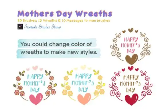 MOTHERS DAY WREATHS Procreate Brushes St 4 mothers day wreaths procreate brushes st graphics 9452145 2 580x387 57479