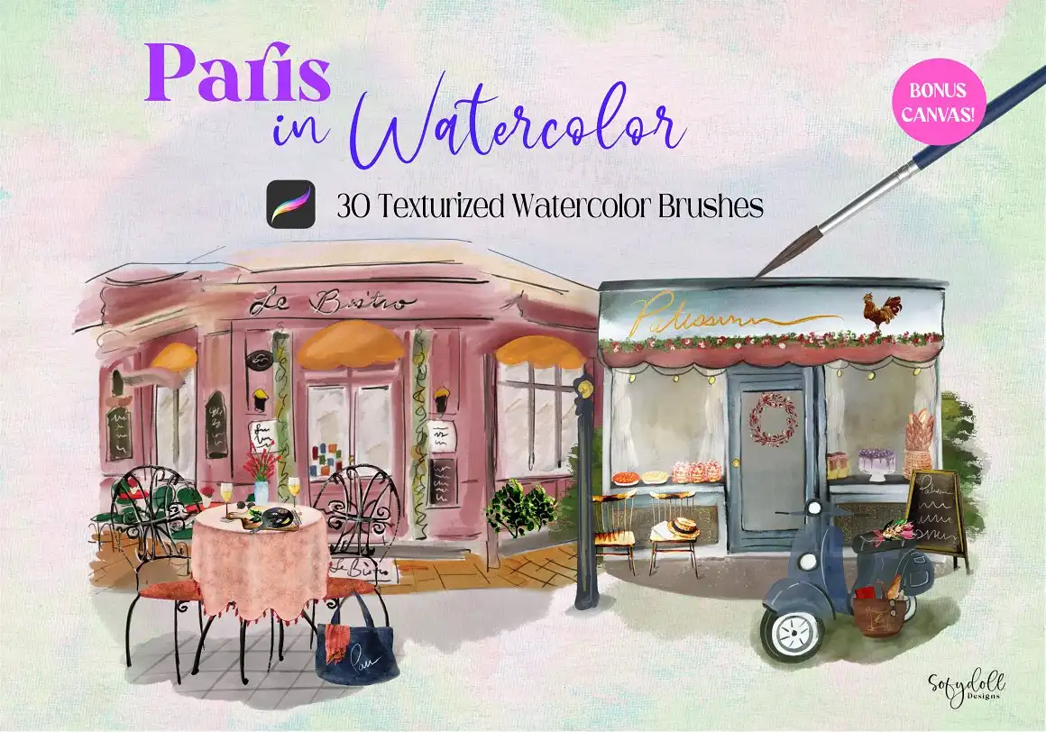 Paris in Watercolor for Procreate