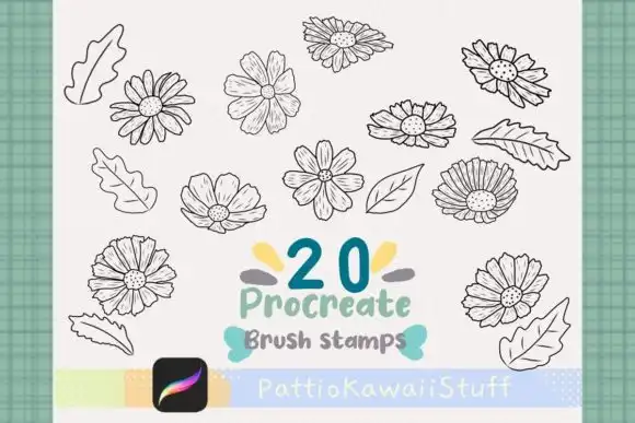Procreate Brush Stamp Daisy wild flower
