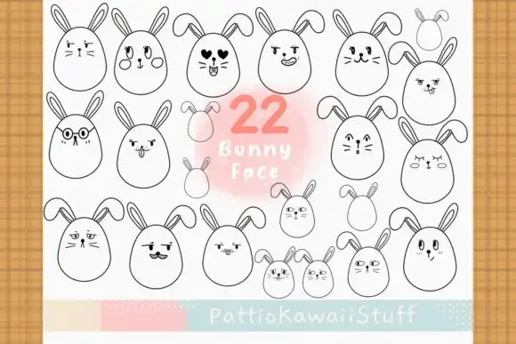 Procreate brush stamp Funny Bunny Face