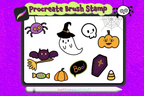 Procreate brush stamps Doodle Halloween