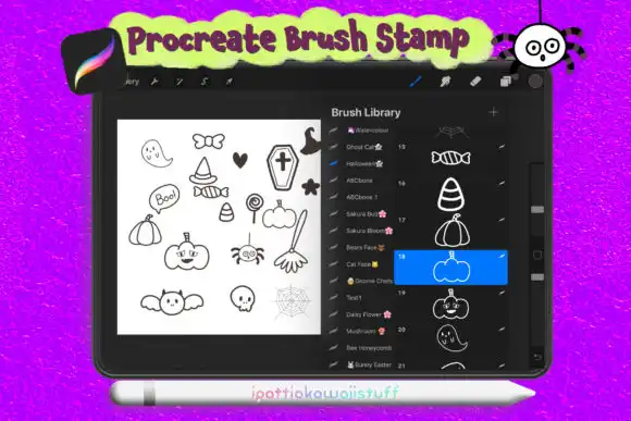 Procreate brush stamps Doodle Halloween 3 procreate brush stamps doodle halloween graphics 15752589 4 580x387 48627