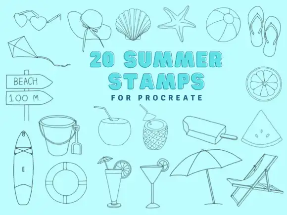 Procreate Brush Stamps - Summer