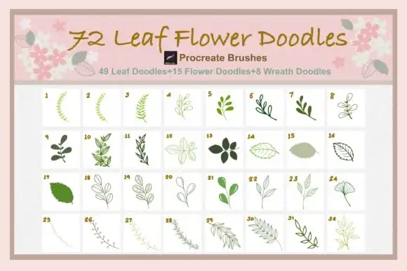 Procreate Brushes Leaf Flower Doodles 8 procreate brushes leaf flower doodles graphics 26558934 7 580x387 56586