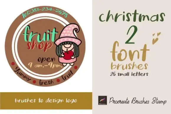 Procreate Brushes Stamp Christmas 2 Font