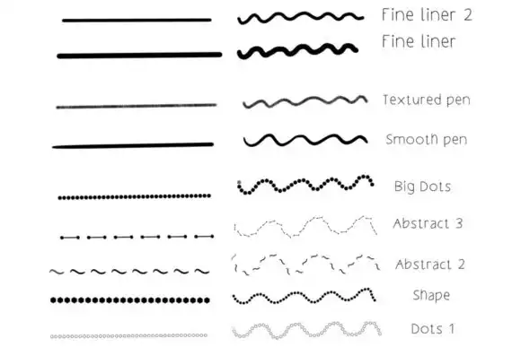 Procreate Dashed Lines Fineliner Brushes 6 procreate dashed lines fineliner brushes graphics 27639750 5 580x387 50250