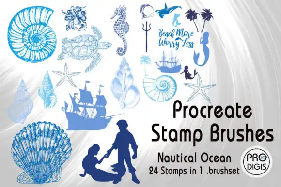 Procreate Stamp Brushes Nautical Ocean