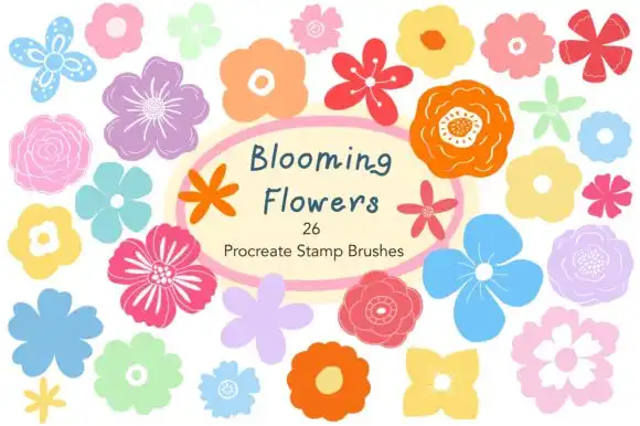 Procreate Stamp Brushes Blooming Flowers