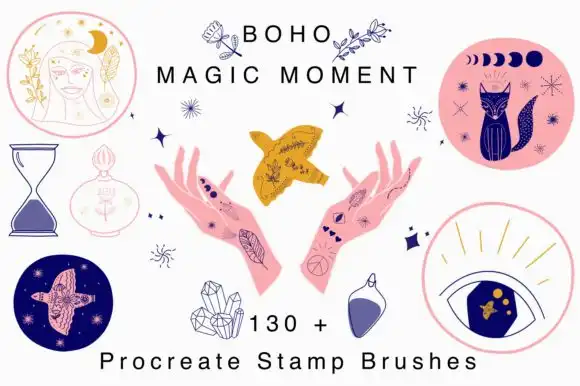 Procreate Stamps BOHO MAGIC MOMENT