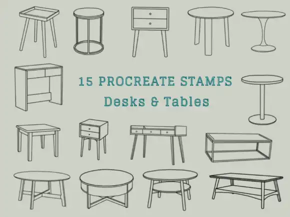 Procreate Stamps - Desks & Tables
