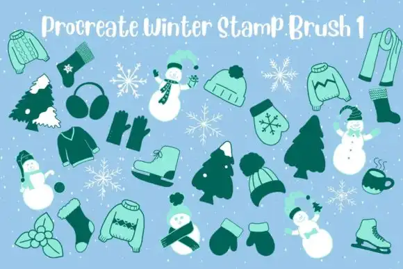 Procreate Winter Stamp Brush Set 1