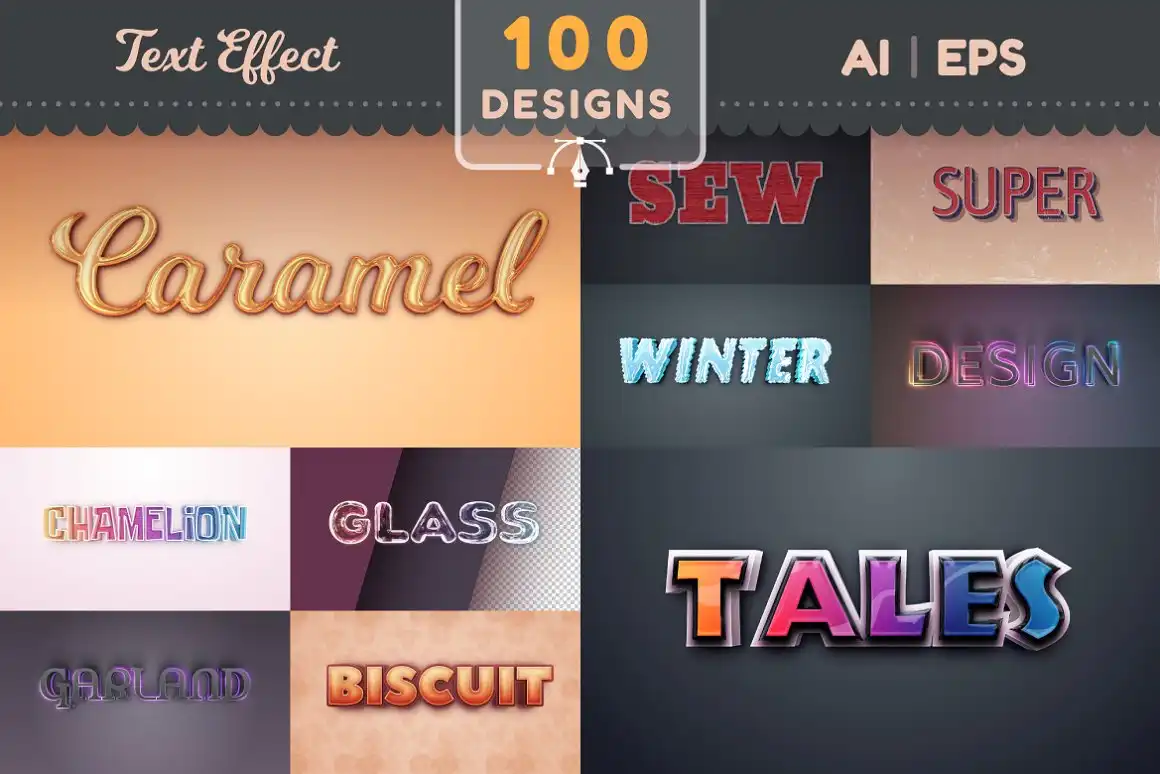 Set 100 Editable Text Effects 5 set 100 editable text effects (2) 50630