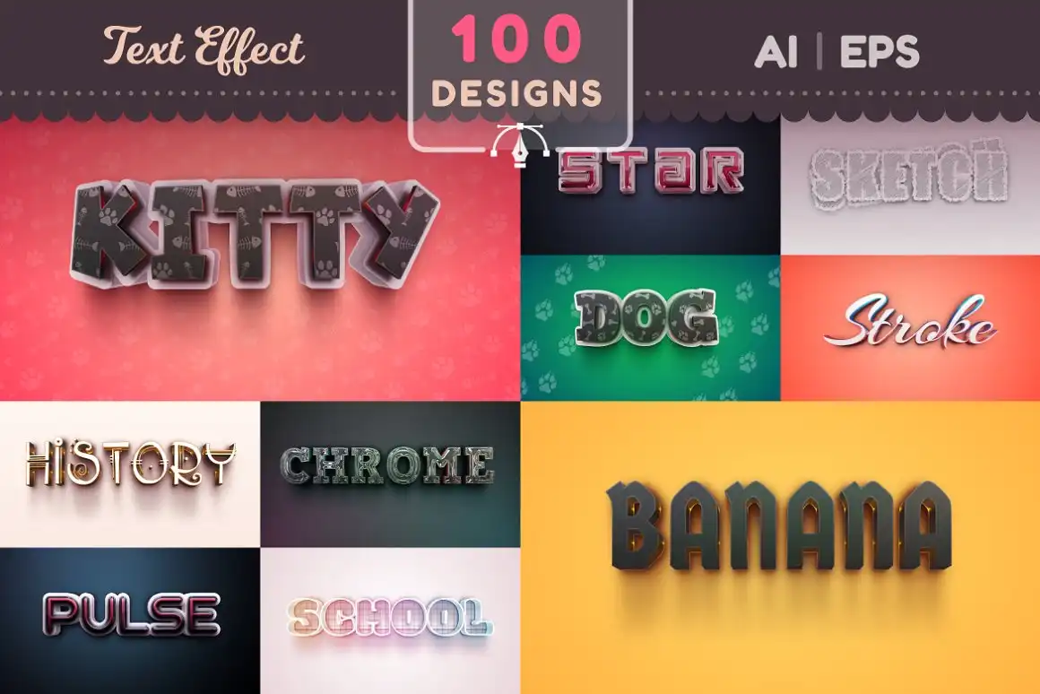 Set 100 Editable Text Effects 8 set 100 editable text effects (3) 50617