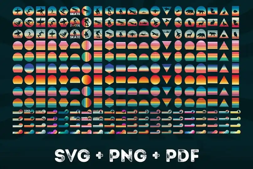 500 Retro SVG Vintage Sunsets Bundle 5 sh4rkdesign 500 retro svg vintage sunsets bundle (6) 53825