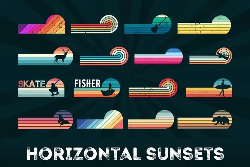 500 Retro SVG Vintage Sunsets Bundle 7 sh4rkdesign 500 retro svg vintage sunsets bundle (7) 52870