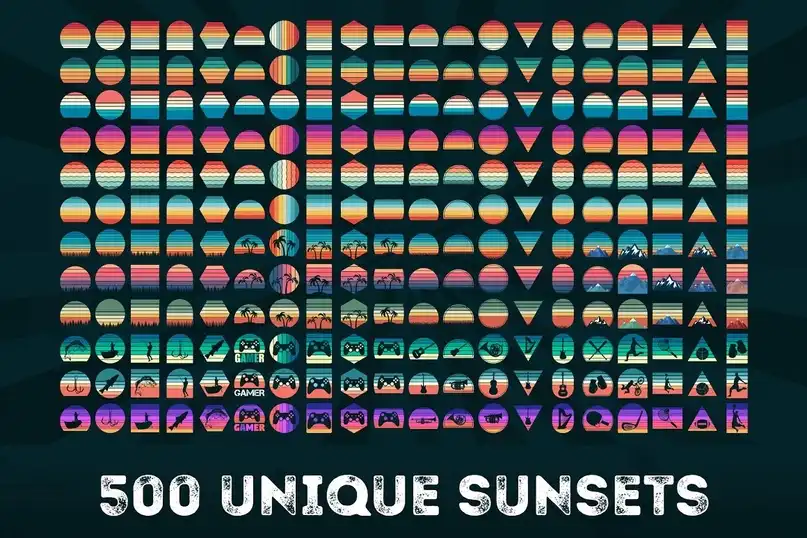500 Retro SVG Vintage Sunsets Bundle 4 sh4rkdesign 500 retro svg vintage sunsets bundle (8) 53869
