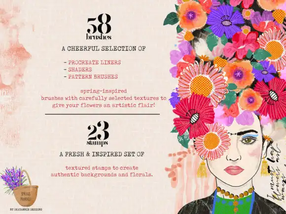 Spring Market Procreate Collection 3 spring market procreate collection graphics 10235873 3 580x435 47002