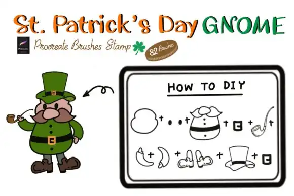 ST. PATRICK’S DAY GNOME Procreate Brush 7 st. patrick’s day gnome procreate brush 3 57582