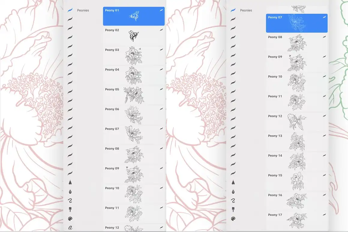 Stamp brushes for Procreate peonies 8 stamp brushes for procreate peonies (3) 60542