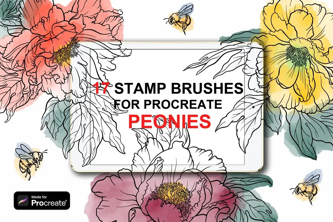 Stamp brushes for Procreate peonies Free Download