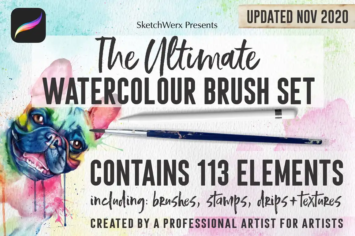 Procreate Watercolour Brushes and Palettes Bundle - 5 Packs 4 the ultimate watercolour brush pack 54751