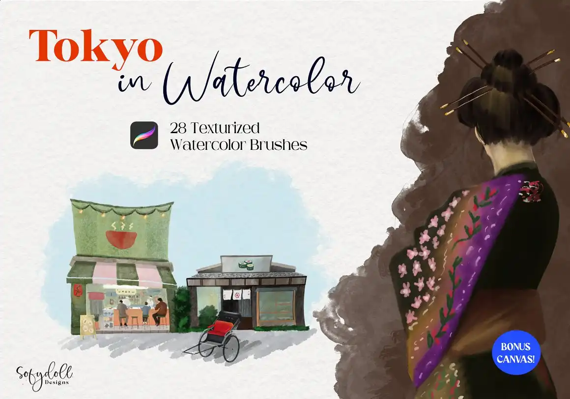 Tokyo in Watercolor for Procreate