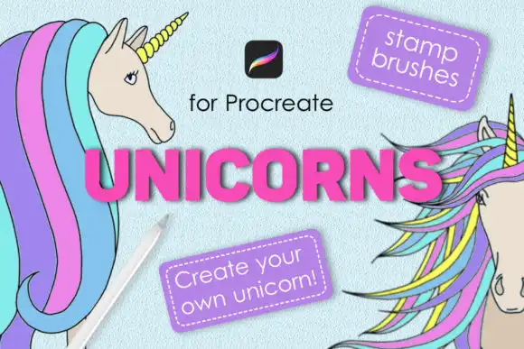 Unicorn Procreate Stamp Brushes