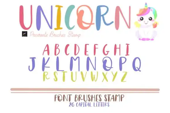 Unicorns Font Brushes Stamp Procreate