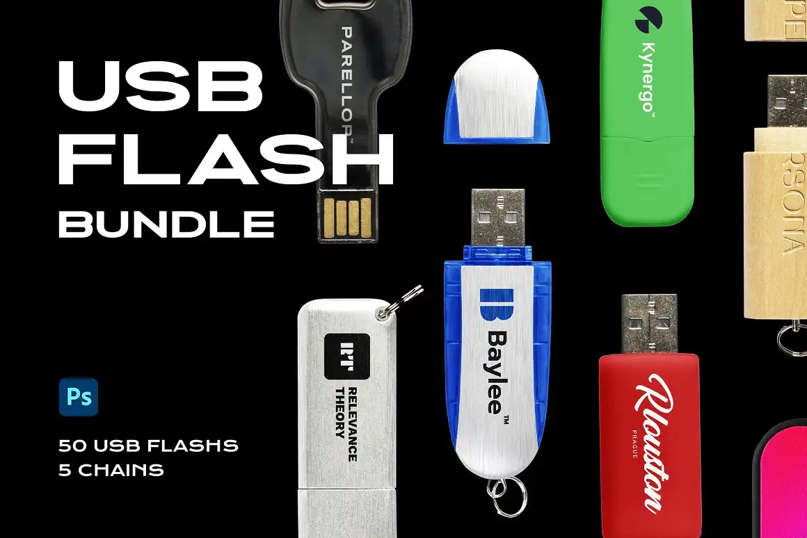 USB Flash Drive Mockup Template Logo