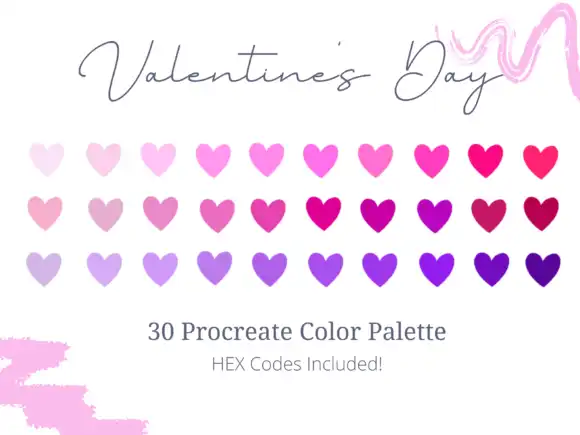 Valentines - 30 Procreate Color Palette