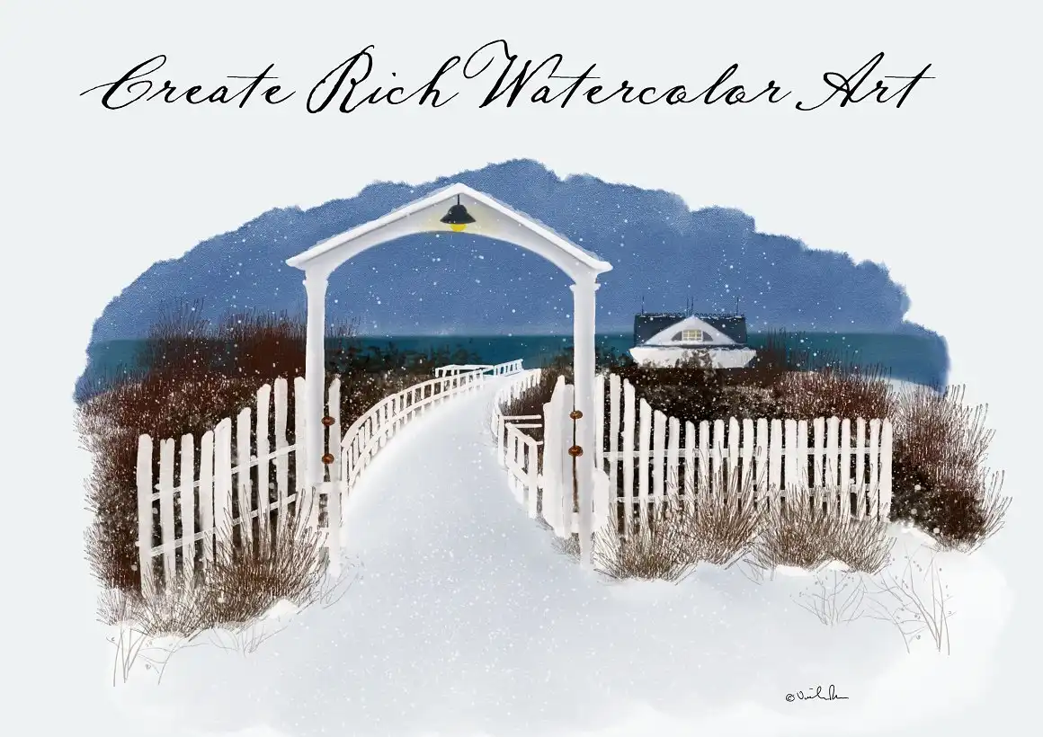 Winter by the Sea - Watercolor