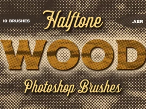 10 halftone wood texture brushes 66146