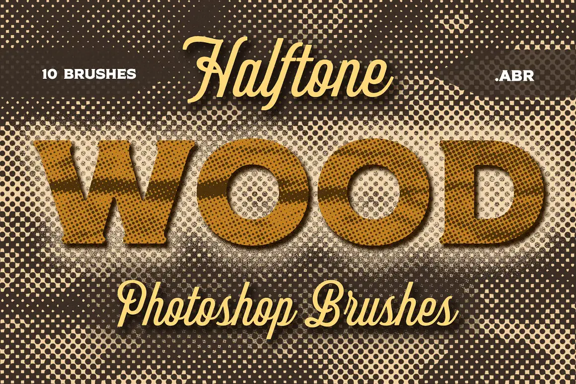 10 Halftone Wood Texture Brushes
