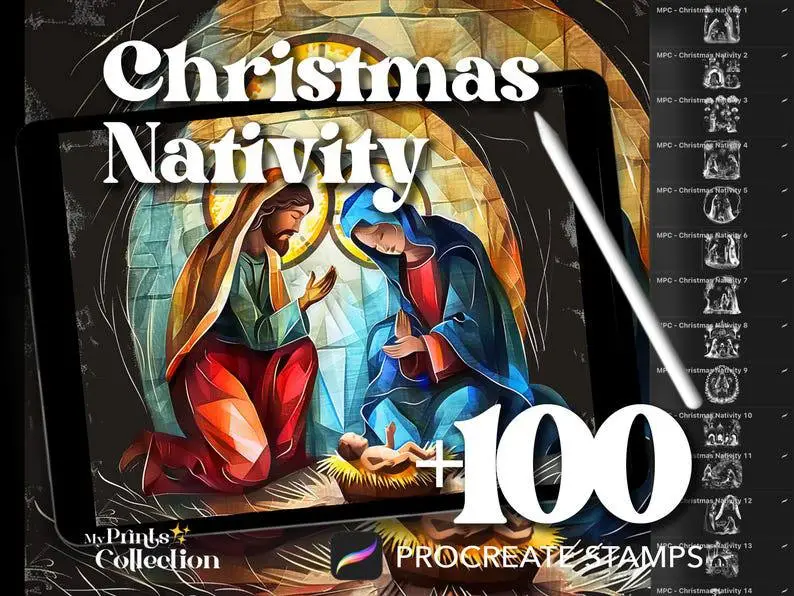 100+ Procreate Christmas Nativity Stamps