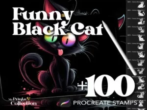 100+ procreate funny black cat stamps 66416
