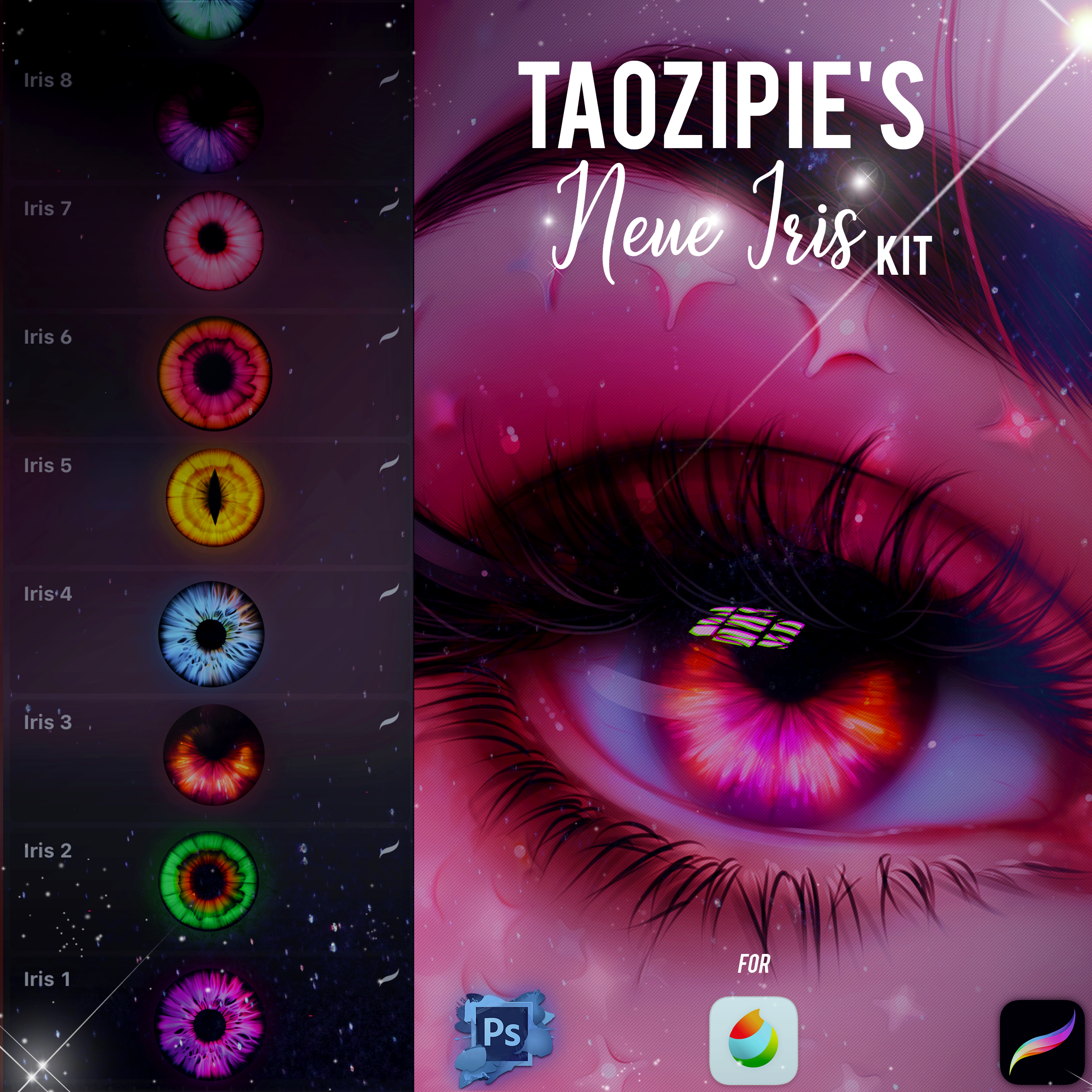 Neue Iris Kit by Taozipie for Procreate/Photoshop/Medibang 1 neue iris kit by taozipie for procreate photoshop medibang 67833