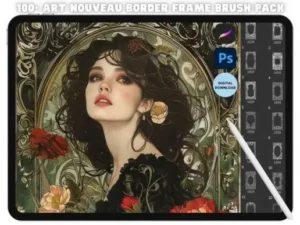 art nouveau border frame brush 66220