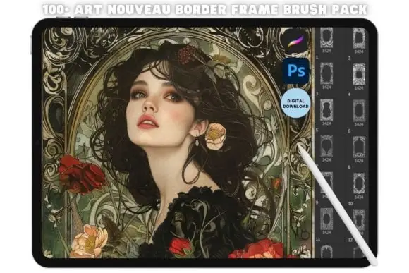 Art Nouveau Border Frame Brush