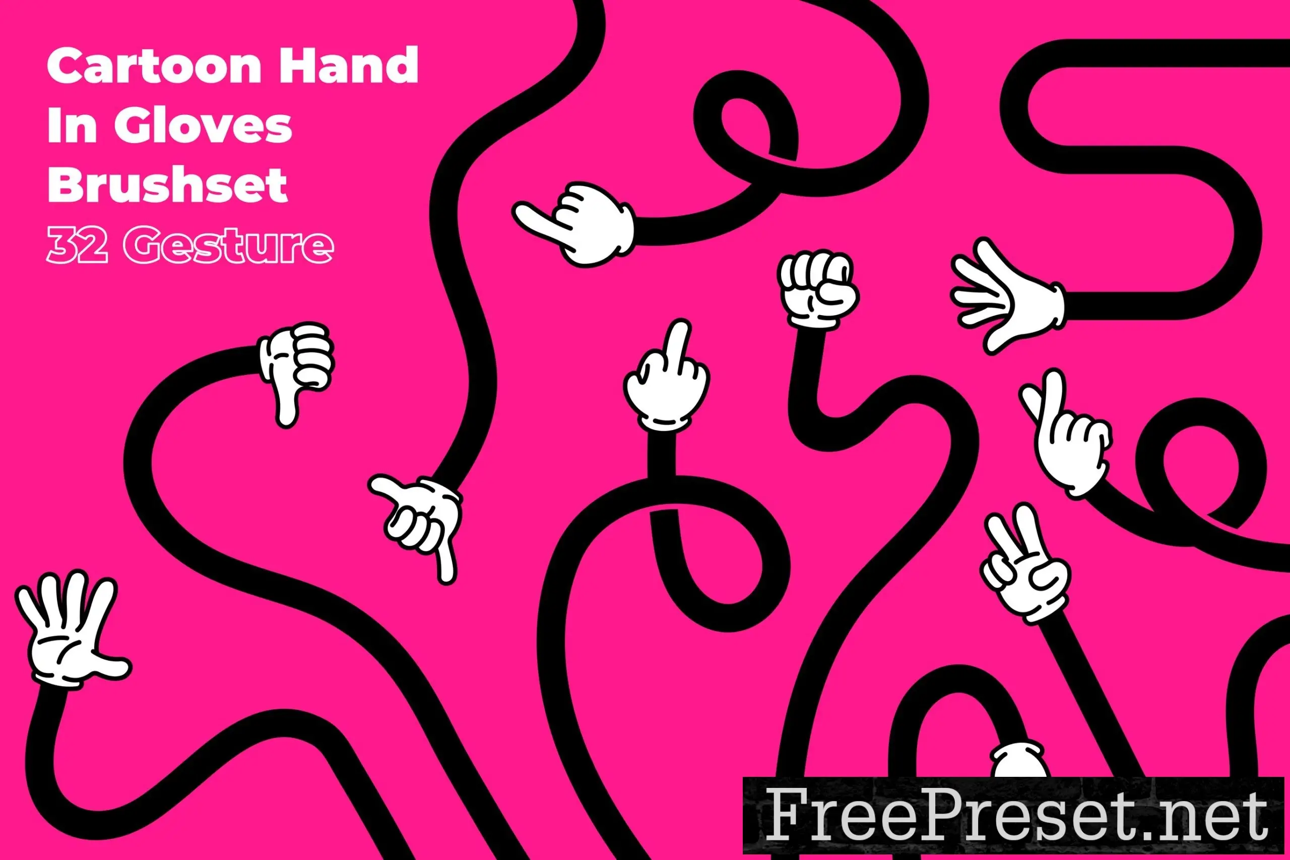 Cartoon Hand In Gloves - Vector Brushes