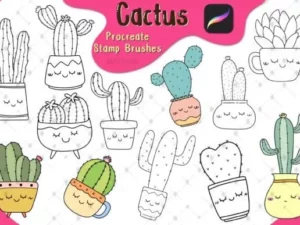 cute cactus stamp brushes for procreate 66463