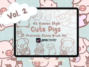 cute pigs vol. 2 procreate stamps 65878