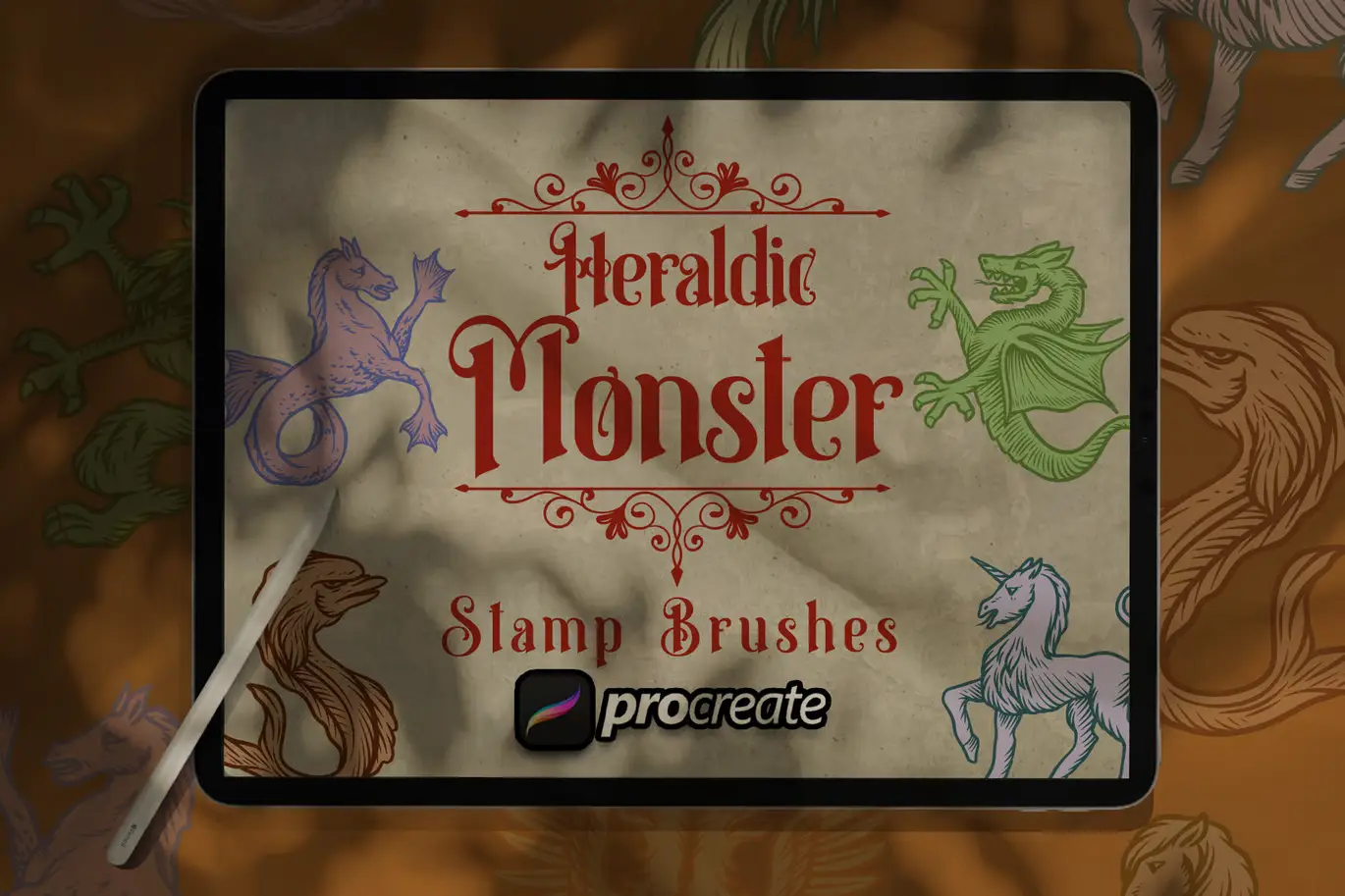 Heraldic Monster Stamp Brush Stamp Procreate
