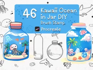 kawaii ocean in jar procreate brush 66222
