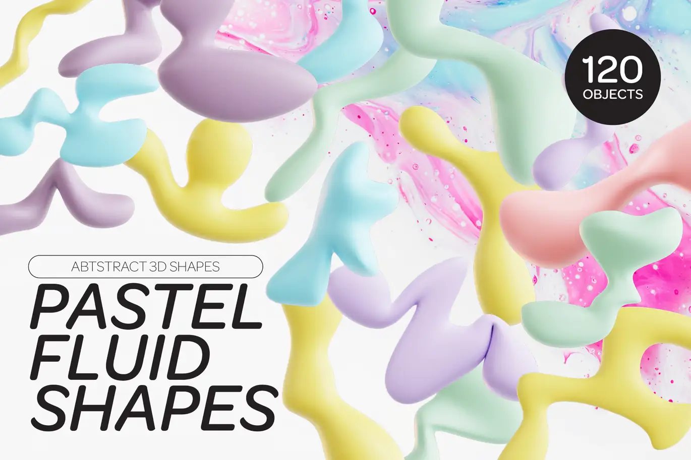 Pastel Fluid Shapes 3D Icon Set