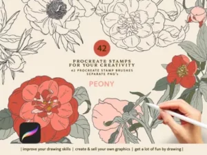 peony stamps procreate brushes floral 65175