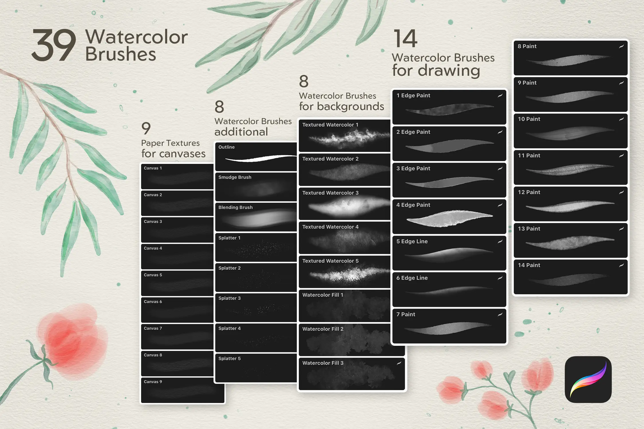 Realistic Watercolor Procreate Brush 4 realistic watercolor procreate brush (1) 67698